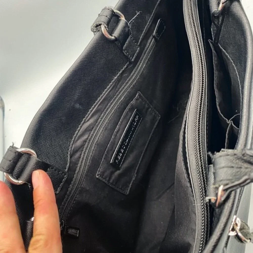 REBECCA Minkoff black textured leather crossbody satchel bag